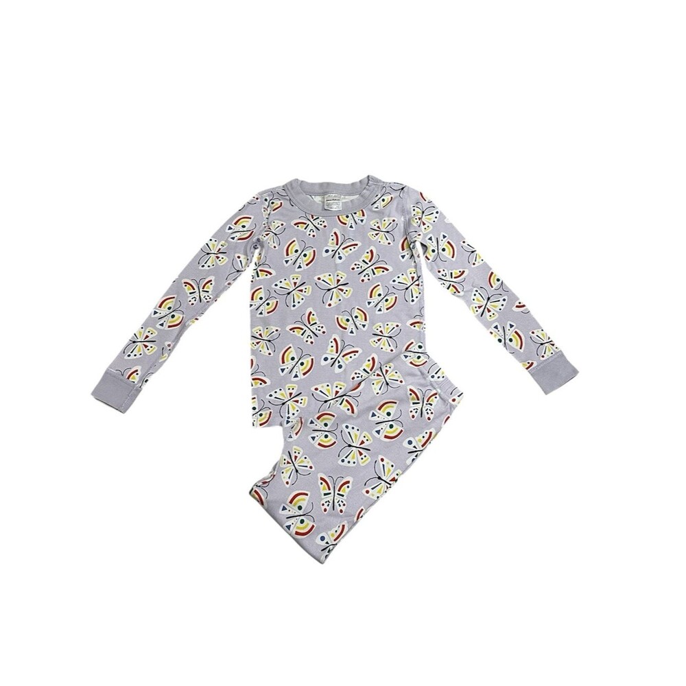 Hanna Andersson Long John Pajama Set Butterfly Mosaic Orchid Hush Size 129 (6/7)